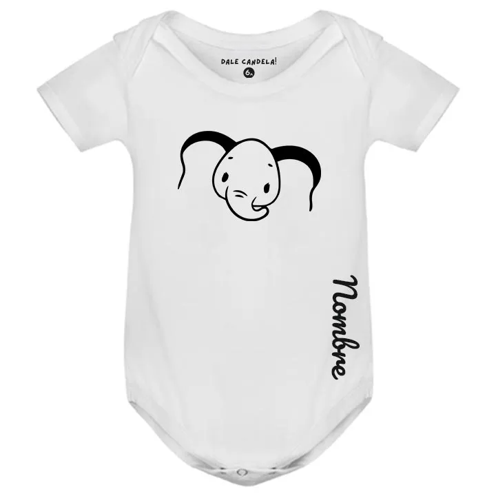 Dale Candela | Body Corto Personalizado Blanco Elefante Frontal 1