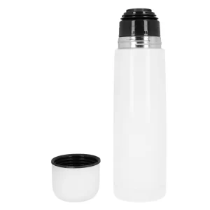 Termo personalizado blanco <br> con pulsador